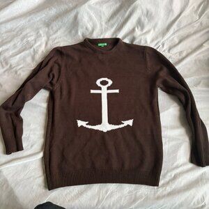 United Colors of Benetton Brown Anchor Sweater - Nautical Knit